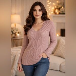 NWT Maurices Pink Sparkle V-Neck Sweater Relaxed Fit